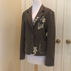 Tokyo brown tweed casual embroidered jacket